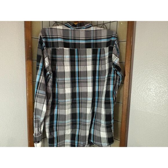Beverly Hills Polo Club Black Label Blue Plaid Button Down Shirt Size L - Picture 2 of 12